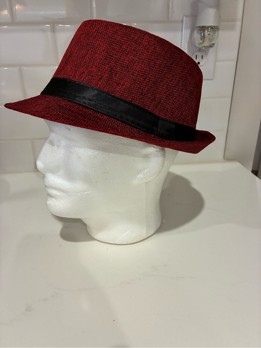 Red Fedora Hat with Black Band - Classic Men's Hat